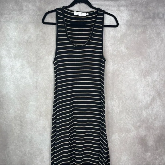 Proenza Schouler White Label Striped Ribbed-Knit Sleeveless Dress In Black Sz L - Picture 3 of 10